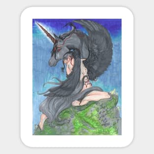 Angel and Winged Unicorn Sticker